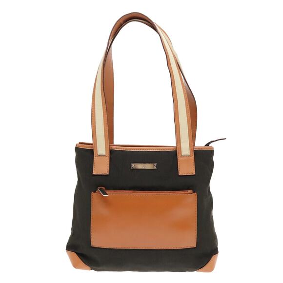 GUCCI Tote Bag Canvas Khaki Silver - Picture 2 of 13